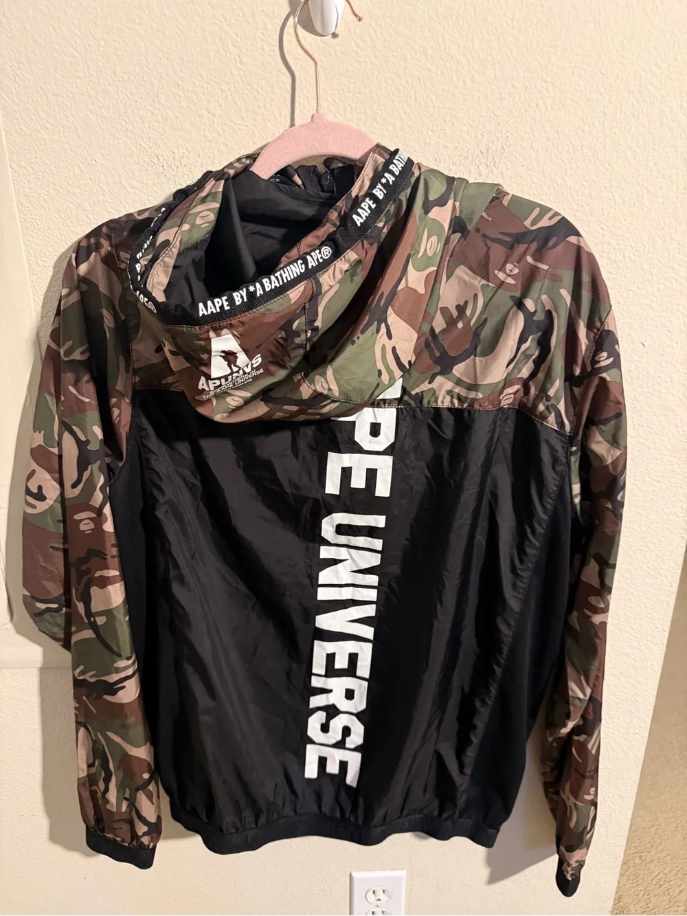 AAPE by A Bathing Ape Camouflage & Black Hooded Windbreaker